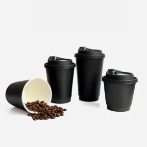 8oz 10oz 120z 160z Black Disposable Double Layer Paper Cup for Camping