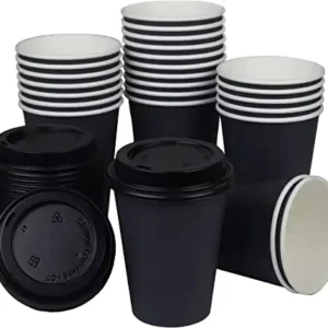 8oz 12oz PLA Disposable Degradable Black Single or Double Wall Takeaway Cup