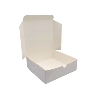 8x8x2.6″ Square White Paper Bakery Box, Disposable Recyclable Food-Safe Cake Packaging