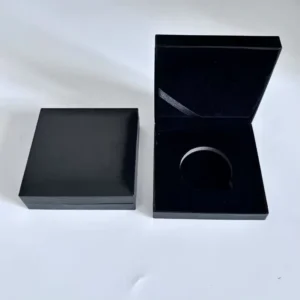 9*9cm Imitation PU Leather Paper Box with Plastic Flocking for Coins and Medals