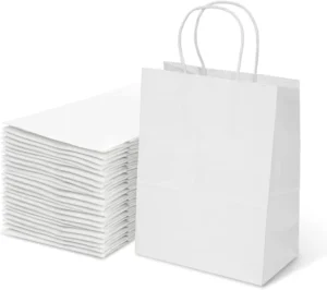 90gsm 100gsm 120gsm White Kraft Paper Bag Custom Paper Bags with Handle Paper Bags for Food Takeaway