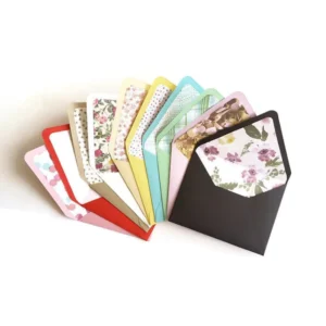 A2 Lined Flap Printed Envelopes With Assorted Pastel Color Decorated Stationary Cardboard Envelope