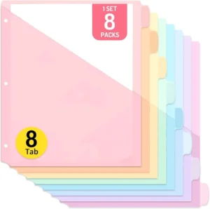 A4 3-Ring Binder Folder with 5 Index Dividers Macaron Color Document Protector