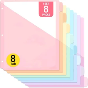A4 3-Ring Binder Folder with 5 Index Dividers Macaron Color Document Protector