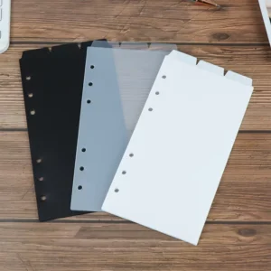 A5/A6 Index Dividers, Loose-Leaf Binder Index Tabs, White and Black Frosted PP, Planner Journal