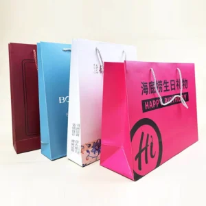 AB0821 Custom Printed Kraft Brown Paper Takeaway Bags with Handles for Restaurant Catering