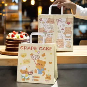 AT PACK Custom Bolsa De Papel Eco-friendly Fast Food to Go Delivery Paper Bag Restaurant Takeout Packaging Kraft Paper Bag