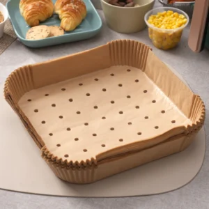Air Fryer Baking Paper with Holes Disposable 6.3-Inch Square Paper Liner 20CM