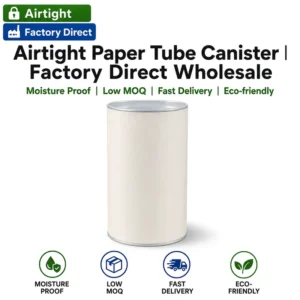Airtight Kraft Paper Tube Canister with Tinplate Base Tea Coffee Food Packaging Container OEM