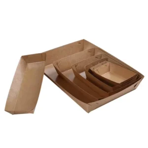 B3 Disposable Kraft Paper Boat Tray for Snacks, Hot Dogs, and Hamburgers