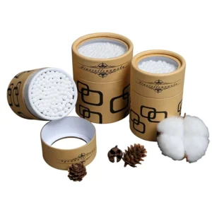 Bamboo Stick Double-Ended Absorbent Cotton Swabs for Cosmetic Cleaning with Paper Tubes and Kraft Canisters