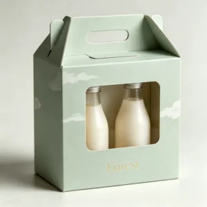Beverage Gift Packaging Box with Handle and Window for Bottles, Custom Logo