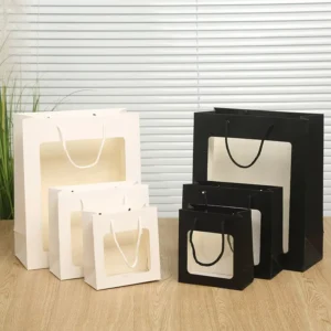 Big Size Clear Window with PVC Transparent Window Gift Flower Paper Bag