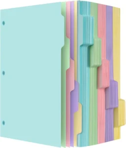 Binder Dividers 5 Tabs 3 Hole Punch for 3 Ring Binder Letter Size Durable Index Dividers A6 A4 A5 Custom Binder
