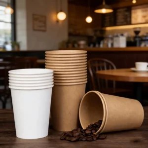 Biodegradable 8oz 9oz 12oz 16oz Sugarcane Plates and Bagasse Fiber Paper Cups Eco Friendly Coffee Cups for Hot and Cold Drinks