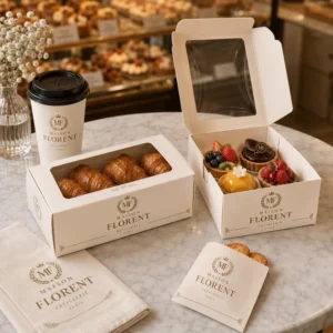 Biodegradable Bagel, Cupcake, Cake and Muffin Packaging Boxes with Offset Printing, Food-Safe