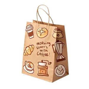 Biodegradable Brown Kraft Paper Bags with Handles for Gift and Fast Food Packaging