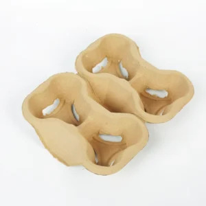 Biodegradable Brown Pulp Paper Cup Tray Holder, Customizable Shape