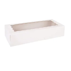 Biodegradable Cake Box with Matte Lamination, Embossing, White Rigid Paper, and Window