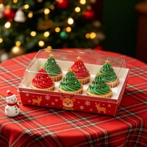 Biodegradable Christmas Dessert Box with PET Lid for Charcuterie Boards