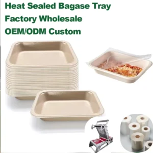 Biodegradable Compostable Fiber Ovenable Sealable Tray Made from Sugarcane Bagasse Pulp