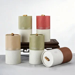 Biodegradable Custom Kraft Paper Canister Round Cylinder Tube Box for Loose Tea Packaging