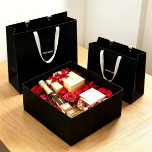 Biodegradable Custom Logo Paper Gift Bag with Ribbon Handle for Women’s Clothing Packaging