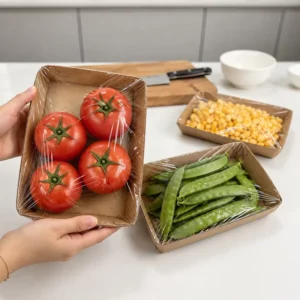 Biodegradable Disposable Cardboard Sealed Food Tray for Supermarkets