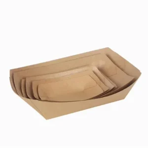 Biodegradable Disposable Kraft Paper Boat Food Tray for Fast Food