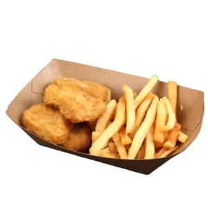 Biodegradable Disposable Kraft Paper Boat Food Tray for Fast Food