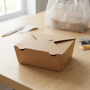 Biodegradable Disposable Kraft Paper Takeaway Box, Foldable Leakproof Aircraft Food Container