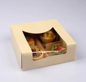 Biodegradable Disposable Takeaway Kraft Paper Cake Box with PVC Window for Cake and Fruit Pie
