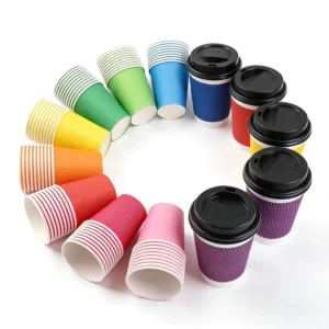 Biodegradable Double Wall Paper Coffee Cups, 12 oz/16 oz, Disposable, for Hot Drinks