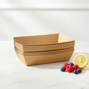 Biodegradable Eco-Friendly Disposable Kraft Paper Boat Food Tray for French Fries