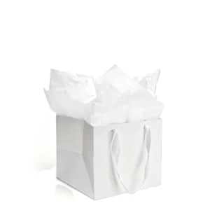 Biodegradable Eco-Friendly White Card Paper Bags with Digital Printing, UV Coating, Custom Logo, and Handle for Food Packaging