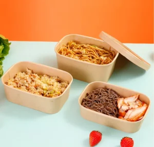 Biodegradable Food-Grade Disposable Takeaway Paper Box for Lunch, Salad, and Rice, 500ml, 650ml, 750ml, or 1000ml