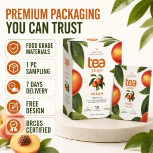 Biodegradable Food-Grade Kraft Paper Tea Sachet Box with Four-Color Printed Logo for Herbal and Fruit Tea