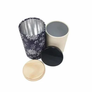Biodegradable Food Grade Matcha Tea Round Loose Canister Box Cardboard Paper Tube Packaging with Wooden Lid