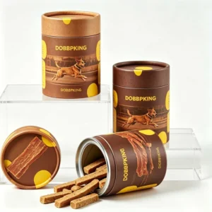 Biodegradable Food Safe Round Paper Canister with Peel Off Seal Freshness Packaging for Freeze Dried Dog Food