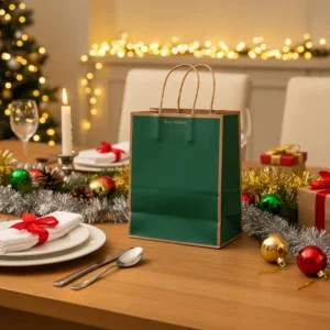 Biodegradable Greaseproof Food Delivery Takeaway Paper Bag with Handle