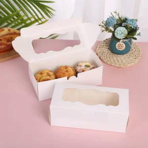 Biodegradable Greaseproof Paper Food Box with Transparent Window, Foldable Sushi Packaging