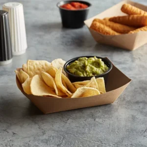 Biodegradable Kraft Paper Boat Food Tray for Takeaway Snacks, Fried Food, Parties, and Restaurants