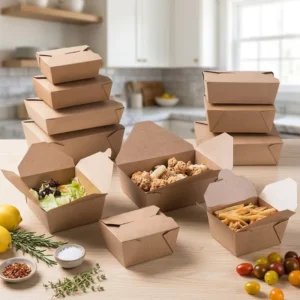 Biodegradable Kraft Paper Food Box with Window, Disposable Lunch Box for Sandwich, Salad, and Bakery