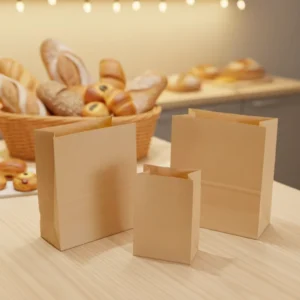 Biodegradable Kraft Paper Food-Safe Packaging Bags with Custom Logo for Large Gift Wrapping, Bread, and Snack Storage