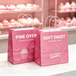 Biodegradable Kraft Paper Food Takeaway Packaging Bag with Custom Printed Logo for Fast Food, Cafes, and Bakeries