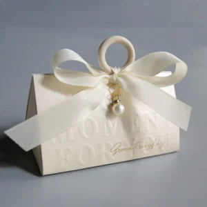 Biodegradable Kraft Paper Party Favor Gift Box with Ribbon for Wedding, Birthday, Baby Shower, and Candles