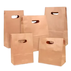 Biodegradable Kraft Paper Takeaway Bags for Fast Food and Supermarkets with Custom Logo