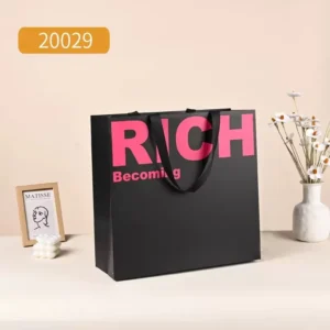 Biodegradable Matte White Cardboard Gift Bag With Custom Logo And Gold UV Printing