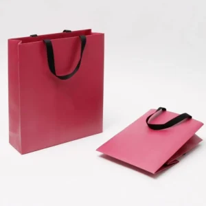 Biodegradable Paper Bag with Embossed Laminated Cotton Rope Handle Custom Supermarket Shopping Gift Bag