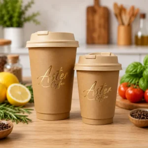 Biodegradable Paper Cups with Lids, Single Wall, Disposable, for Hot Coffee and Tea, Cafe Takeaway